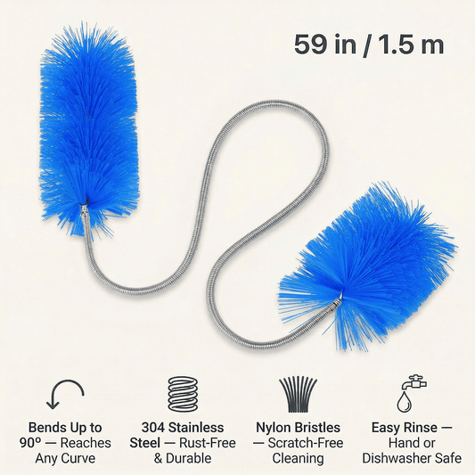 CNDRLEF 3-Piece Drain Brush Set, 61in Flexible Stainless Steel Pipe Cleaning Brushes with 5 Sizes, Double-Ended Tube Cleaner for Sink, Drain & AC Line