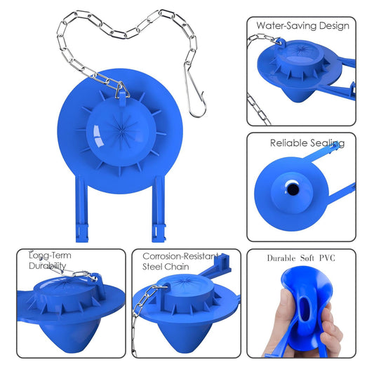 CNDRLEF 2-Pack Universal 2 inch Toilet Flapper Replacement Kit, Soft PVC Enhanced Thickened Flapper with Stainless Steel Chain, No-Slip Seal