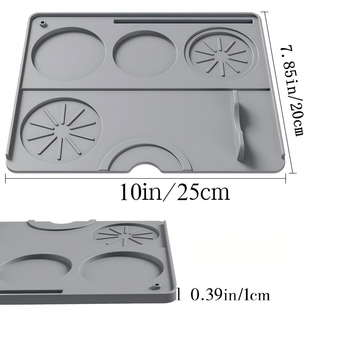 CNDRLEF 2-in-1 Silicone Coffee Mat with Drain Outlet, 40x60cm Detachable Coffee Machine Mat for Countertops, Non-Slip Heat Resistant Bar Pad for Espresso Machines, Kitchen Counter Protection (Gray)