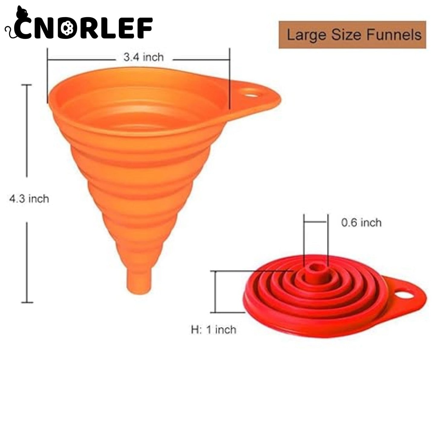 CNDRLEF Kitchen Funnel Set 8 Pack, Small and Large, Kitchen Gadgets Accessories Foldable Silicone Collapsible Funnels for Filling Water Bottle Liquid Transfer Food Grade