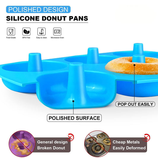 CNDRLEF Silicone Donut Pans Set of 2, Non-Stick Donut Mold for Baking, BPA Free, Dishwasher Safe, Heat Resistant Doughnut Pan for Homemade Cake, Bagels, Biscuits