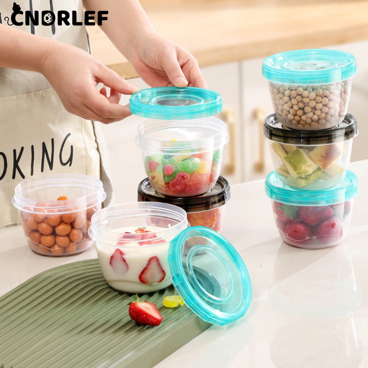 CNDRLEF 6-Pack 16oz BPA Free Food Storage Containers with Twist-Top Lids | Leakproof, Stackable | Fridge/Freezer/Microwave/Dishwasher Safe