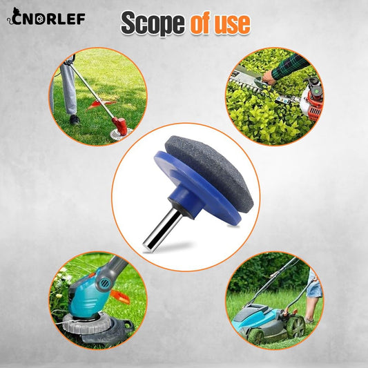 CNDRLEF 4-Pack Deep Blue Lawn Mower Blade Sharpener for Power Drills - Universal Sharpening Kit for Lawnmower, Tractor & Garden Tools
