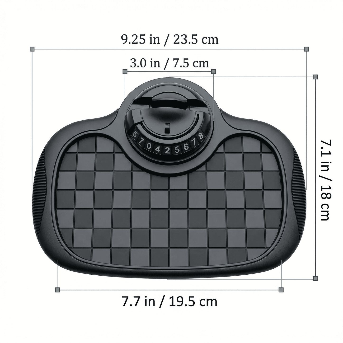 CNDRLEF Car Dashboard Organizer with Phone Holder and Parking Number Plate, Anti Slip Dash Mat, 360 Rotating Mount, 6 Number Sticker Sheets