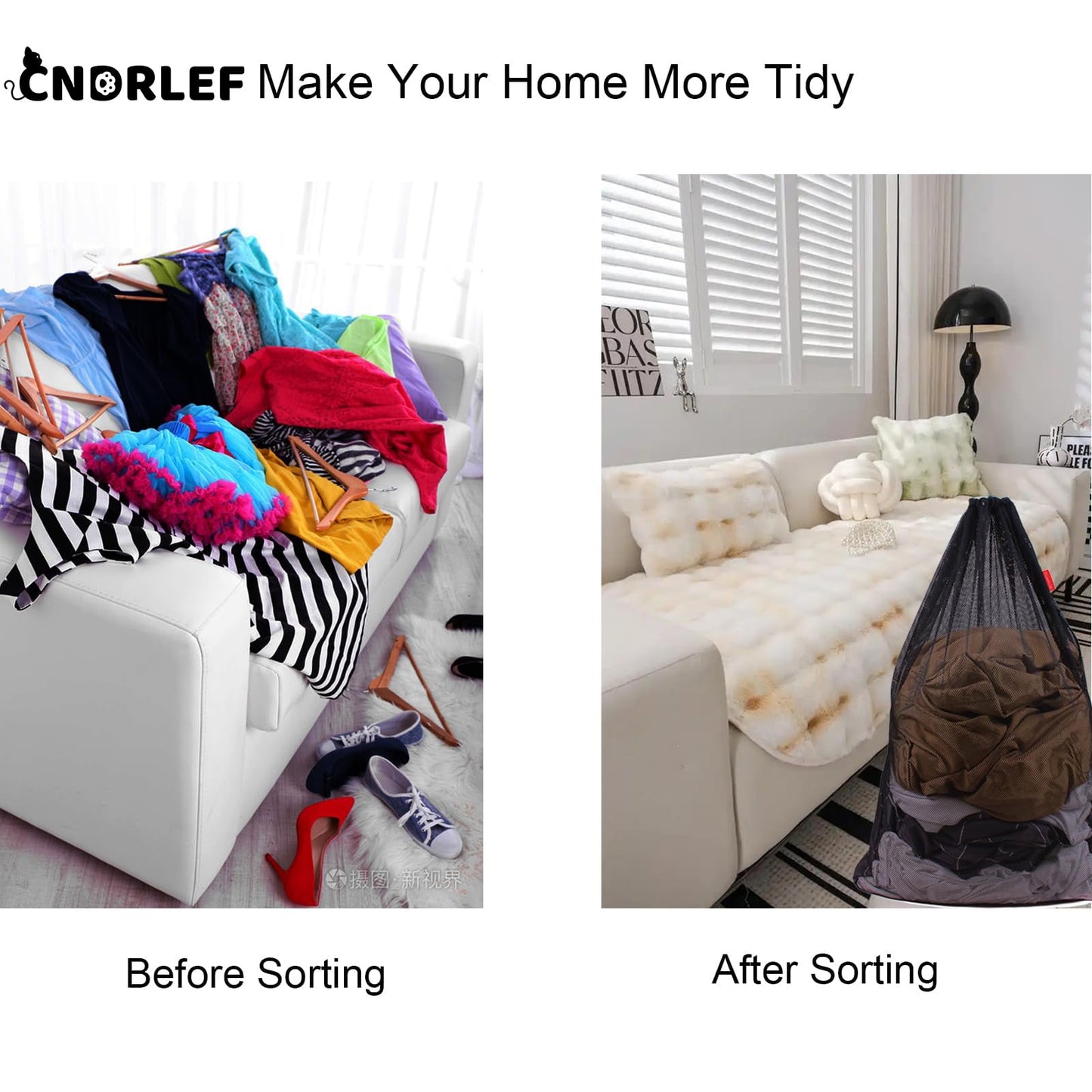 CNDRLEF Heavy Duty Mesh Laundry bag, Reinforced Drawstring Closure, 24x36 inch, 2 Pack, Black for College Dorm, Travel & Home