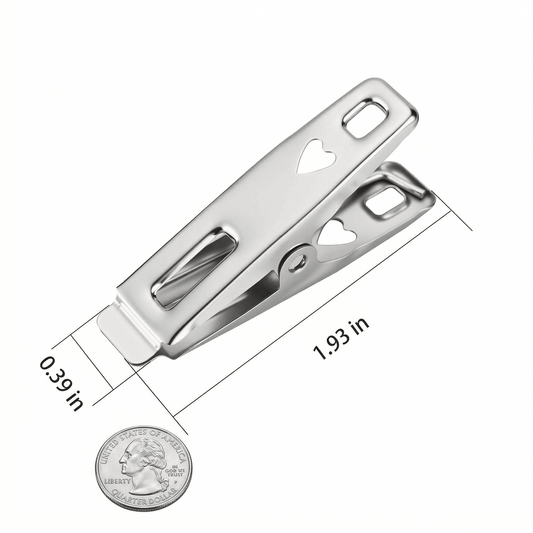 CNDRLEF Stainless Steel Clothespins, 50 Pack Heavy Duty Metal Laundry Clips for Clothesline, Snack Bags, Towels, Notes and Photos