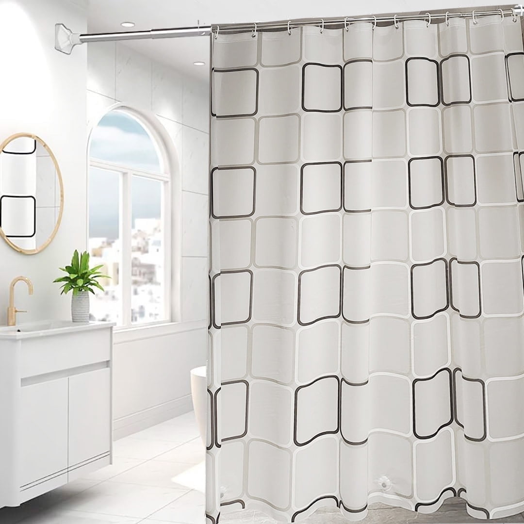 CNDRLEF Shower Curtain Liner, 4G PEVA Square Shower Liner, Plastic Waterproof Shower Curtains, 72x72 inch with Grommet Holes 3 Magnetic Weights Waterdrop pattern