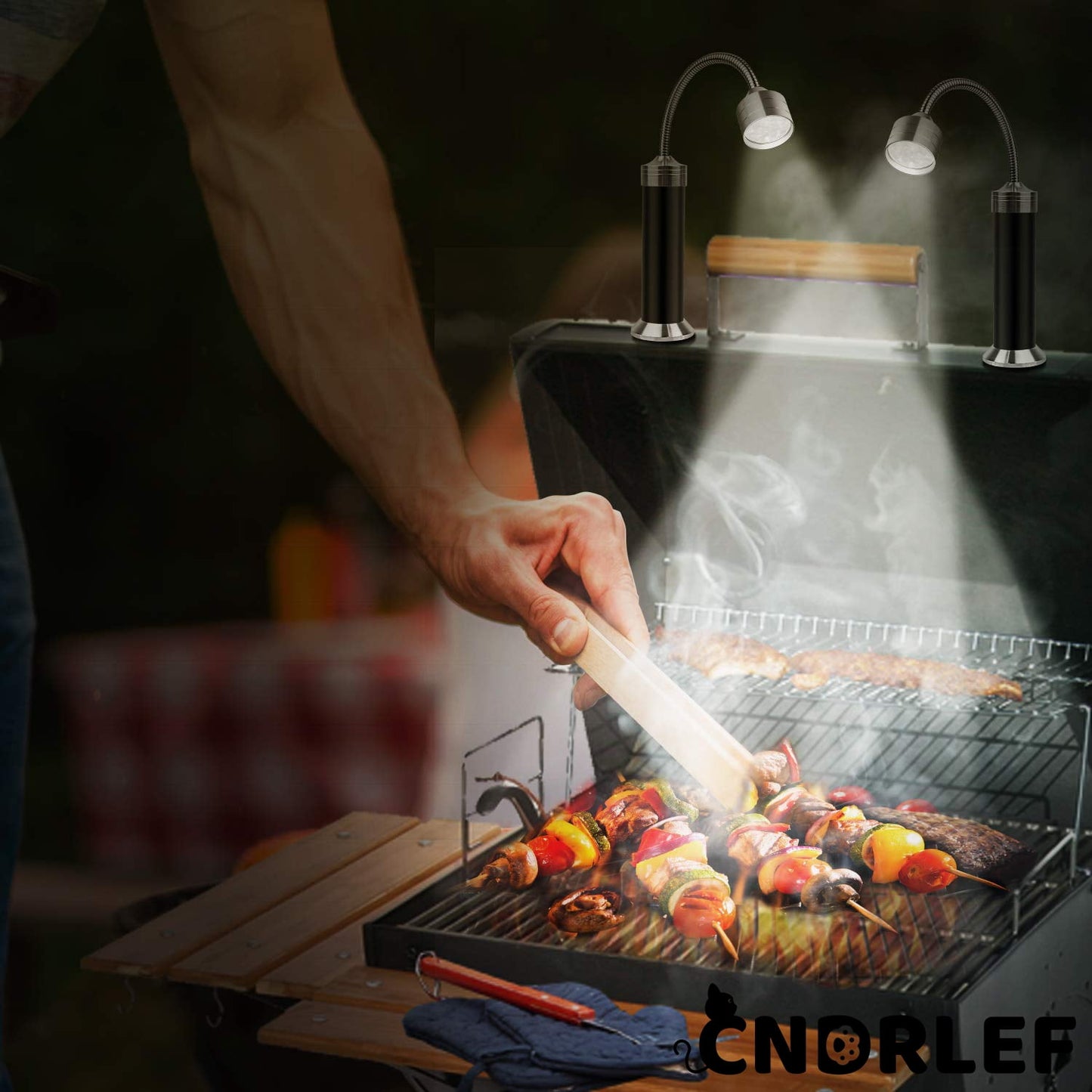 CNDRLEF 2-Pack Grill Lights with Case, Super Bright 9-LED Magnetic BBQ Light, Flexible Gooseneck Outdoor Cooking Light for Traeger Pit Boss Smoker, Grill Accessories