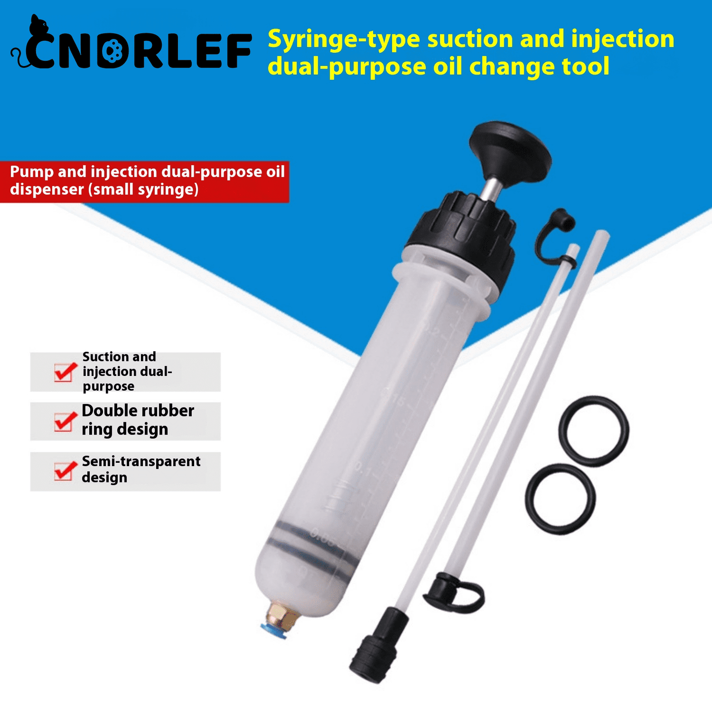 CNDRLEF Manual Fluid Extractor Pump 7oz (200cc) for Oil & Fuel - Syringe Hose Automotive Fluid Pump