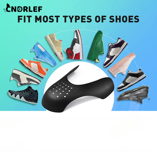 CNDRLEF 4 Pairs Shoe Crease Protectors for Sneakers, Anti-Crease Guard Inserts - Fits Men 7 -13/Women 5-8.5 (2 Big & 2 Small, Black+White)