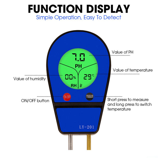 CNDRLEF 3-in-1 Soil Moisture Meter, Digital PH Meter for Soil, Temperature & Moisture Tester with Backlight LCD,Display for Gardening, Farming and Outdoor Plants