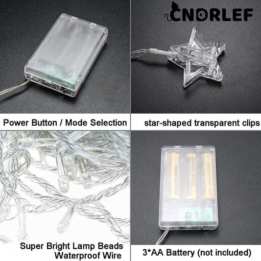 CNDRLEF Photo String Lights with Clips for Hanging: 10FT 20 LED Photo Clip String Lightsdoor Bedroom Room Dorm Wall Decor ,- Christmas Party Wedding Romantic Lighting,Star-shaped Clip