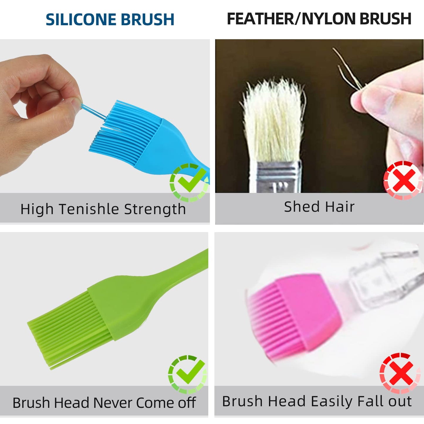 CNDRLEF 6-Pack Silicone Basting Brushes (3 Large & 3 Small), Heat Resistant Up to 480°F, Food Grade One-Piece Pastry Brushes for Baking, BBQ, Cooking, Basting Sauce, Oil, Marinade