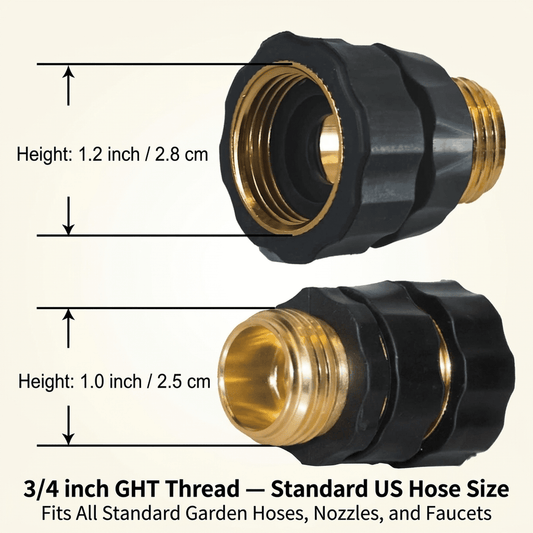 CNDRLEF Garden Hose Quick Connector, 4 Sets Solid Brass 3/4 Inch GHT Quick Connect Hose Fittings, Shut-Off Female & Male Adapters with Washers