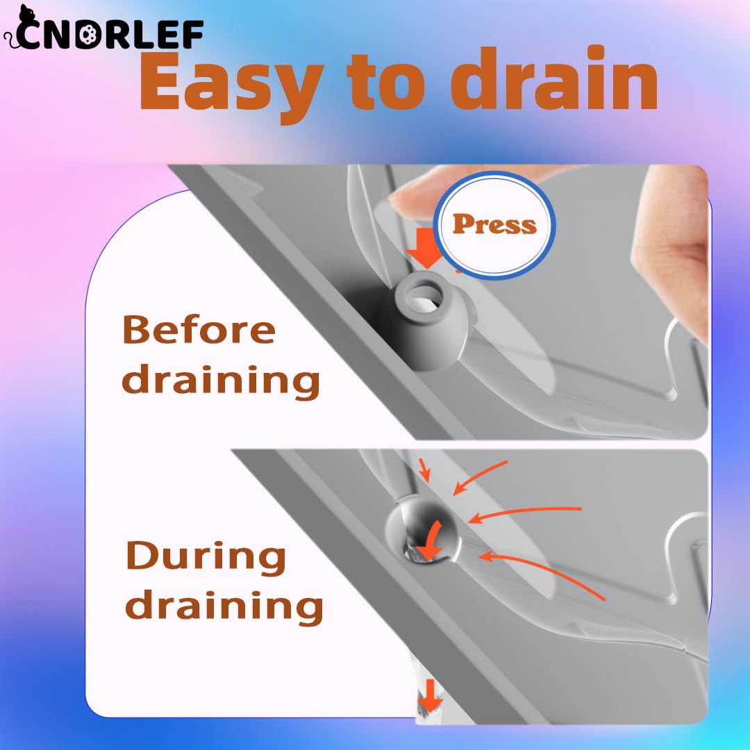 CNDRLEF 34"x22" Cut-to-Size Silicone Under Sink Mat - Waterproof Cabinet Protector & Cat Litter Mat for Home Kitchen, Drain Hole Design (1 Pack, Dark Gray)