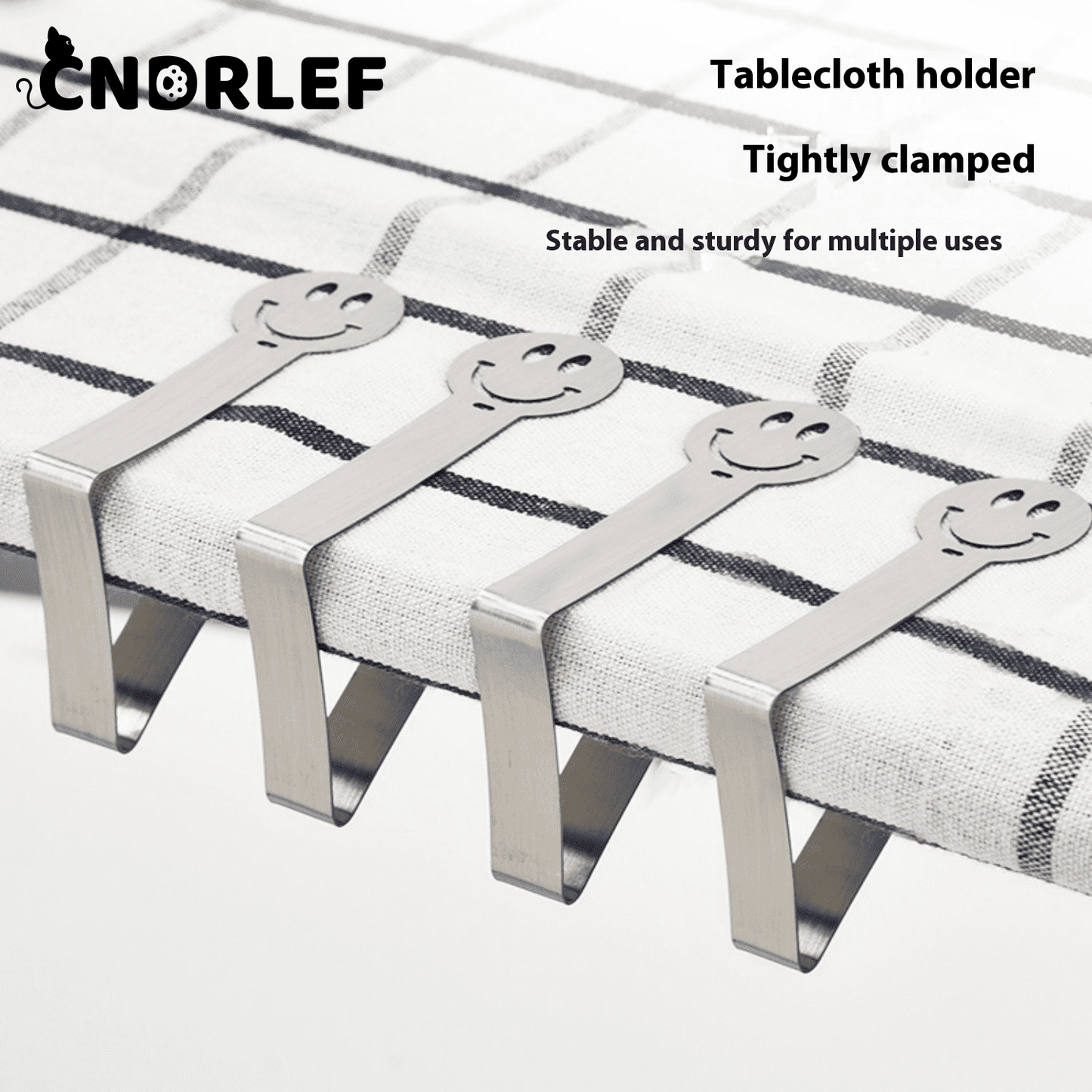 CNDRLEF 10 Pack Smiley Face Stainless Steel Tablecloth Clips | Heavy Duty Windproof Clamps for Outdoor Picnic, Wedding, Camping & RV Accessories