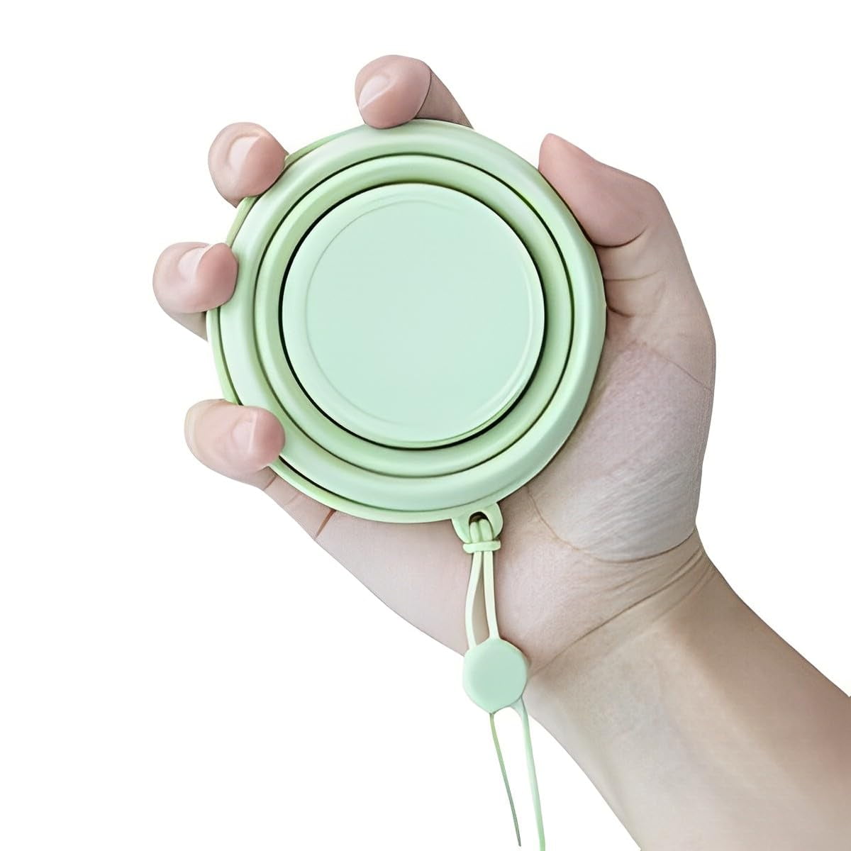 CNDRLEF Collapsible Silicone Travel Cup, Foldable Reusable Water Bottle with Carry Loop | BPA-Free Leakproof Cup for Gym, Hiking & Commute | 4 Colors (Peach, Beige, Blue, Mint)