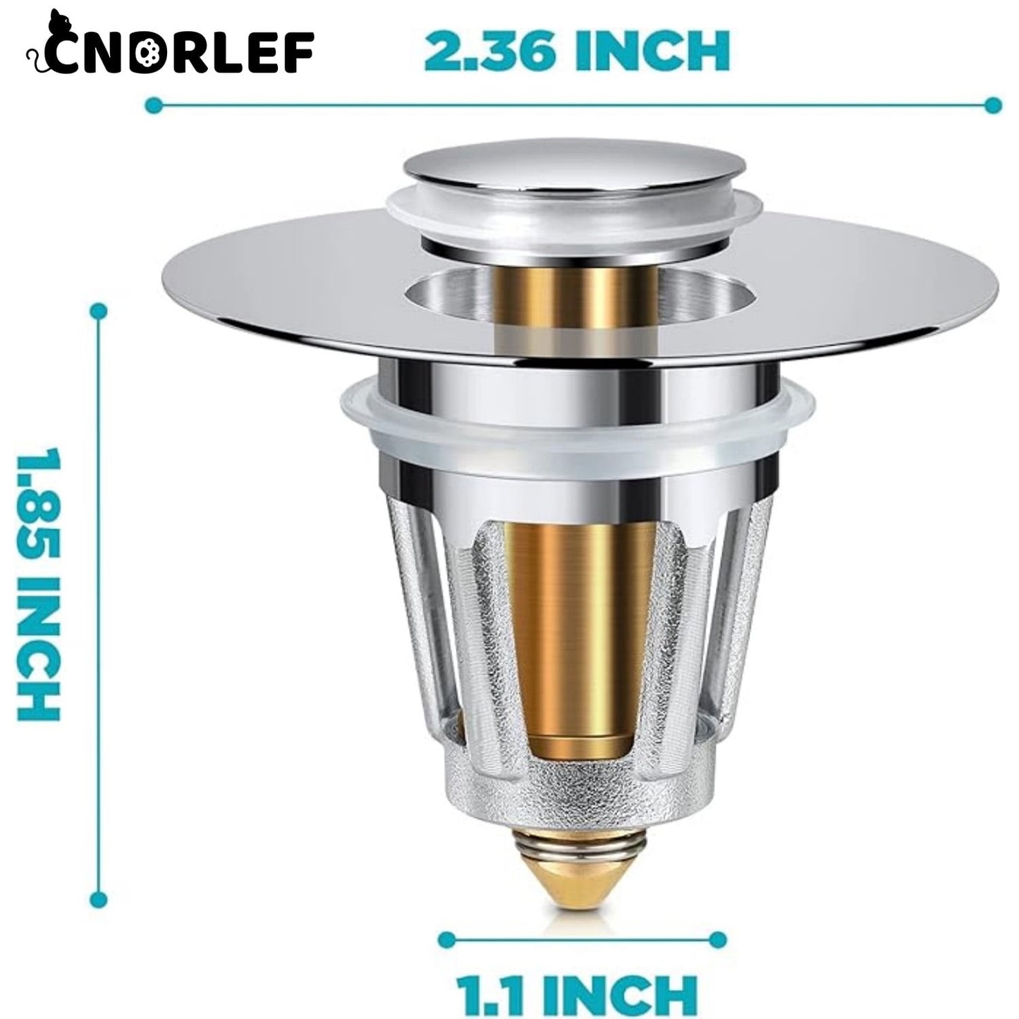 CNDRLEF 2-Pack Bathroom Sink Stopper with Hair Catcher – Universal Pop-Up Drain Strainer for 1.1–1.5 inch US Standard Sink Drain Holes, Anti-Clog Basin Stopper