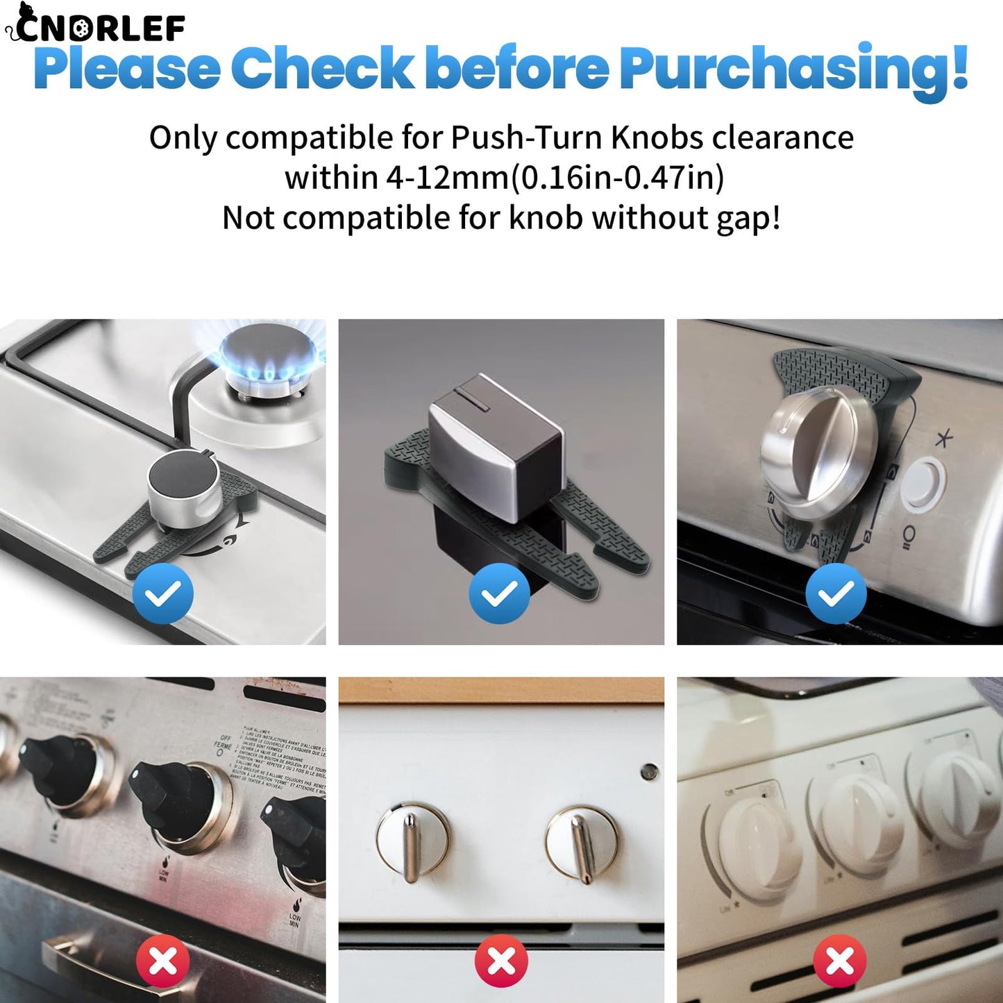 CNDRLEF 6-Pack Gas Stove Knob Locks for Child Safety, Tool-Free Silicone Oven Knob Covers, Heat-Resistant Baby Proofing Stove Locks, Prevent Accidental Touch (Black)