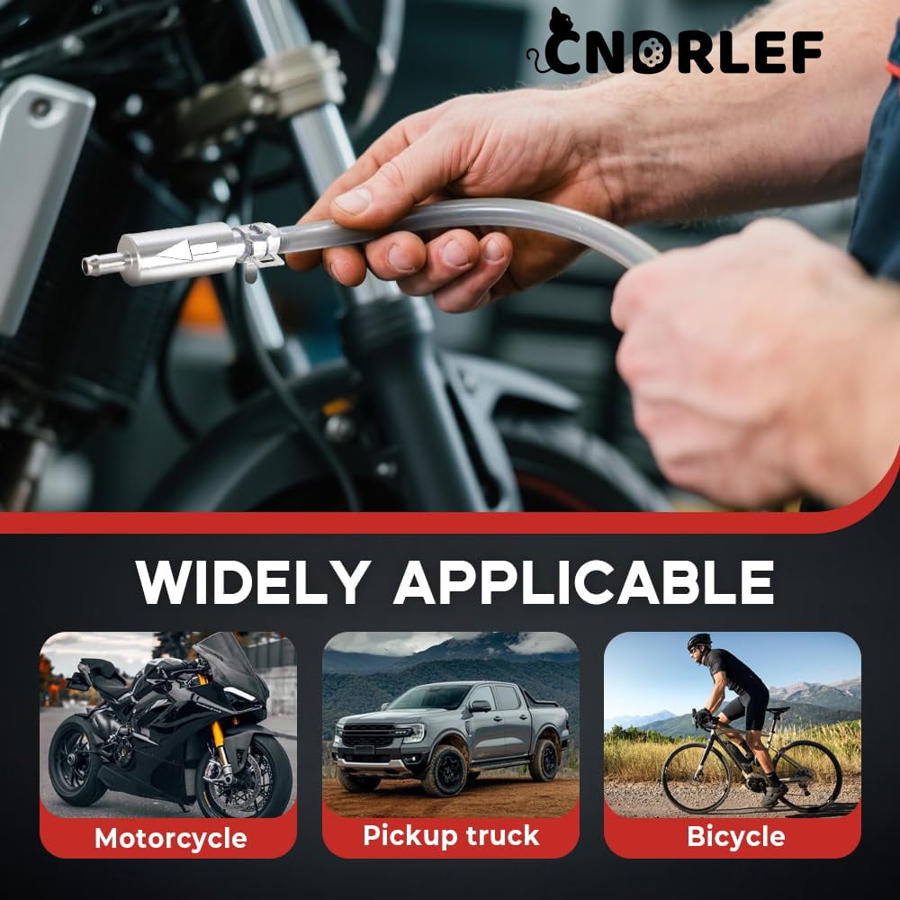 CNDRLEF 2-Pack Brake Bleeder Hose & Fluid Changer Kit with One-Way Valve - Universal Hydraulic Bleeding Tool for Car, Motorcycle, Bicycle Brake Systems