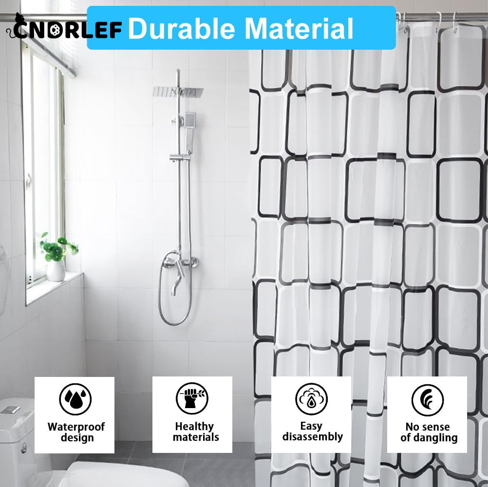 CNDRLEF Shower Curtain Liner, 4G PEVA Square Shower Liner, Plastic Waterproof Shower Curtains, 72x72 inch with Grommet Holes 3 Magnetic Weights