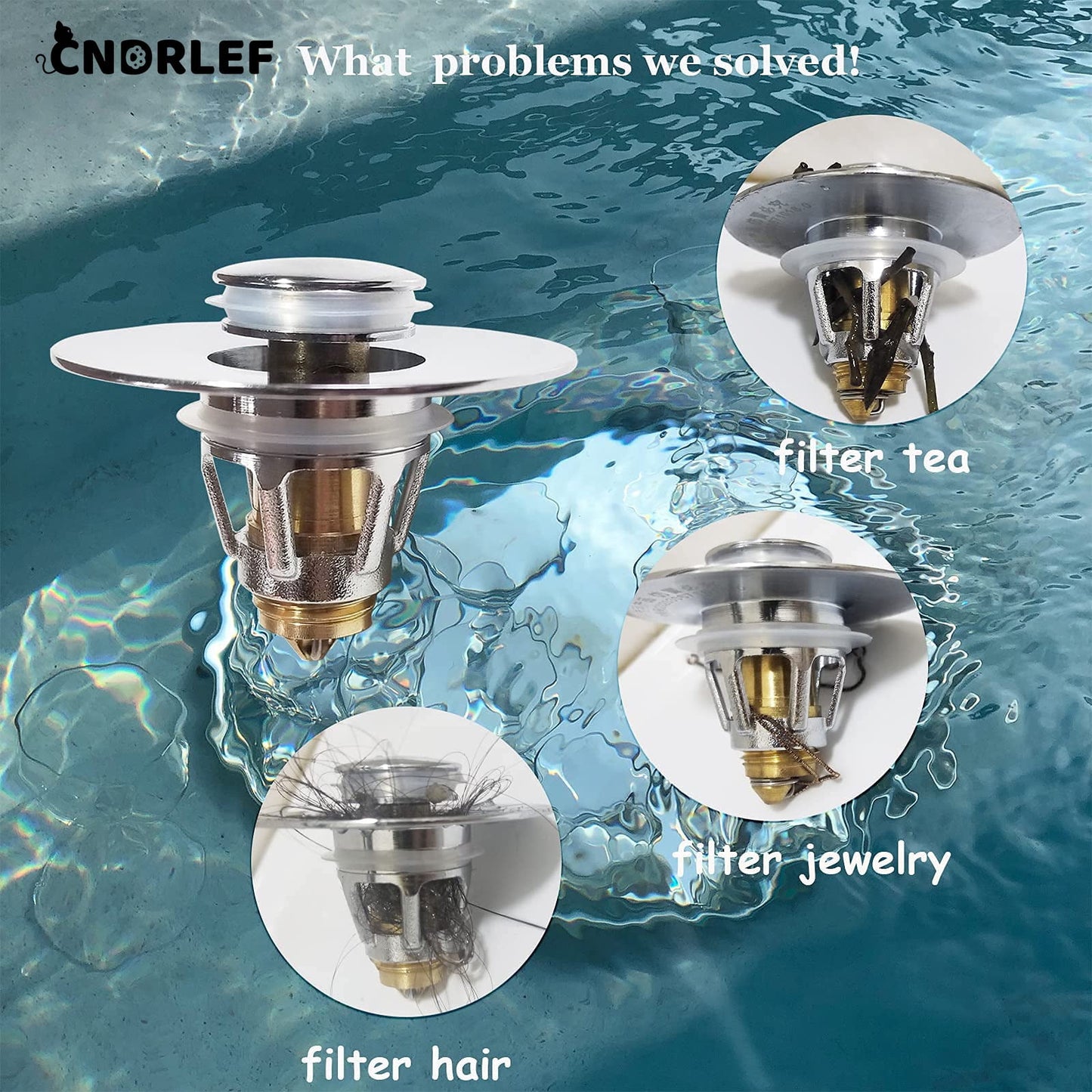 CNDRLEF 2-Pack Bathroom Sink Stopper with Hair Catcher – Universal Pop-Up Drain Strainer for 1.1–1.5 inch US Standard Sink Drain Holes, Anti-Clog Basin Stopper