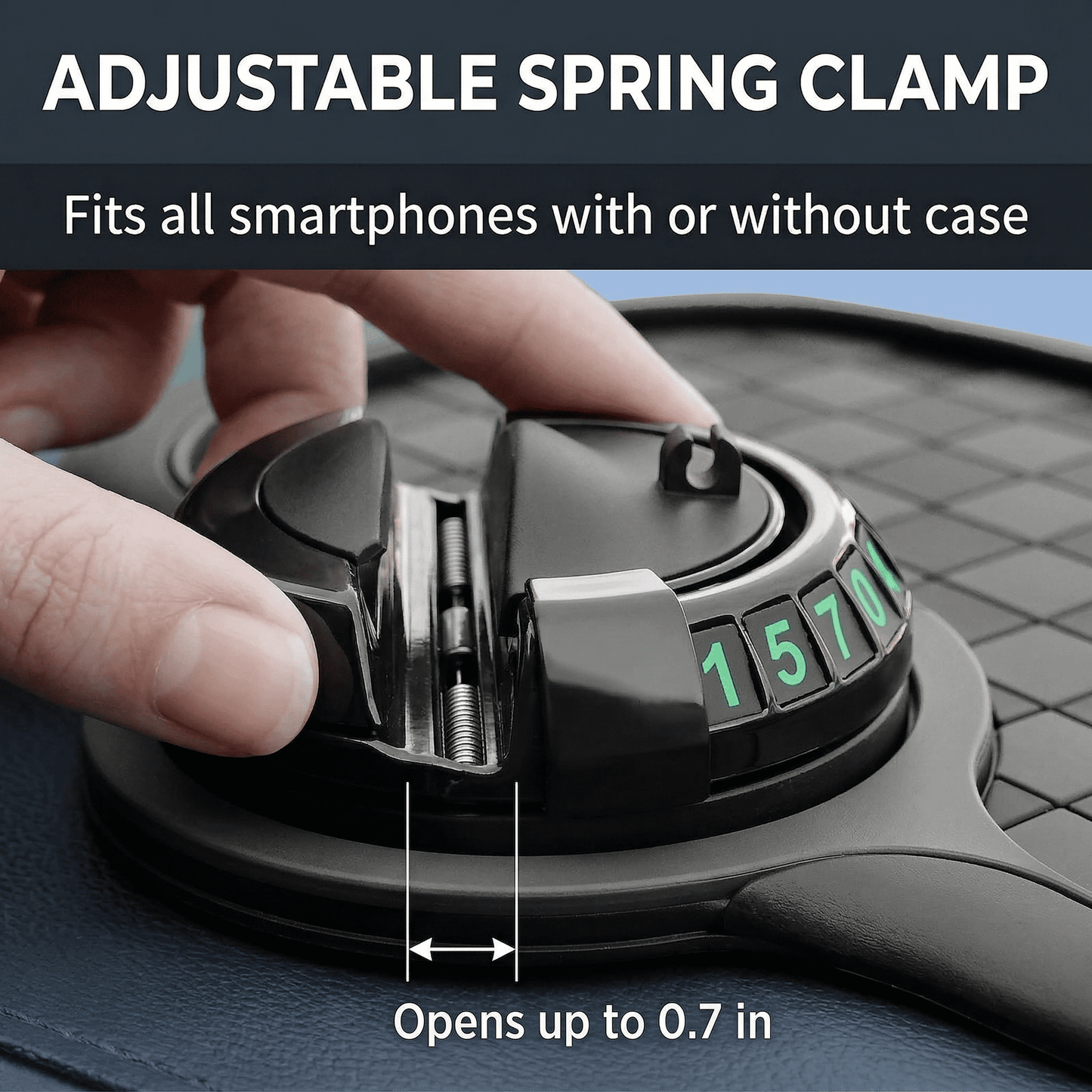 CNDRLEF Car Dashboard Organizer with Phone Holder and Parking Number Plate, Anti Slip Dash Mat, 360 Rotating Mount, 6 Number Sticker Sheets