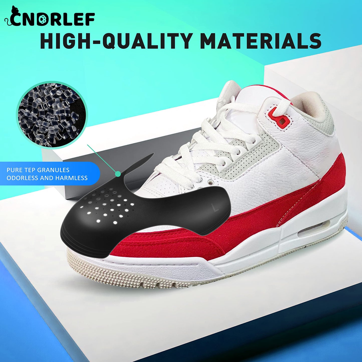 CNDRLEF 4 Pairs Shoe Crease Protectors for Sneakers, Anti-Crease Guard Inserts - Fits Men 7 -13/Women 5-8.5 (2 Big & 2 Small, Black+White)