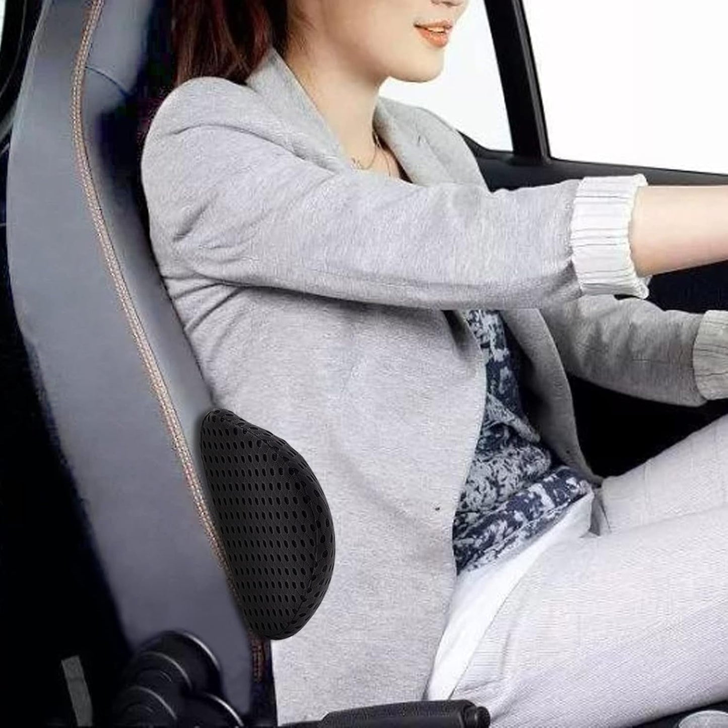 CNDRLEF Lumbar Support Pillow for Office Chair, Car Seat, Bed & Recliner - Ergonomic Memory Foam Back Cushion with Breathable Mesh, Pain Relief for Lower Back, Black