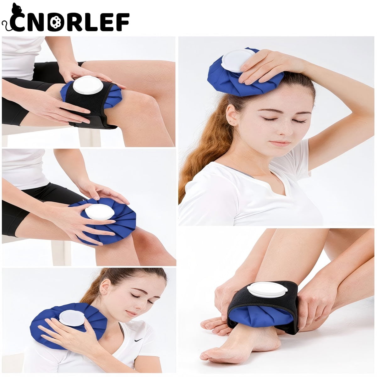 CNDRLEF Hot & Cold Compress Pack 9" - Deep Blue Reusable Ice Bag Wrap with 100cm Adjustable Strap for Pain Relief, Sprains & Swelling Relief