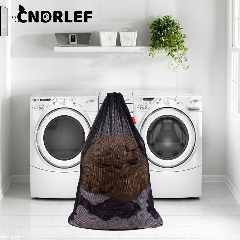 CNDRLEF Heavy Duty Mesh Laundry bag, Reinforced Drawstring Closure, 24x36 inch, 2 Pack, Black for College Dorm, Travel & Home