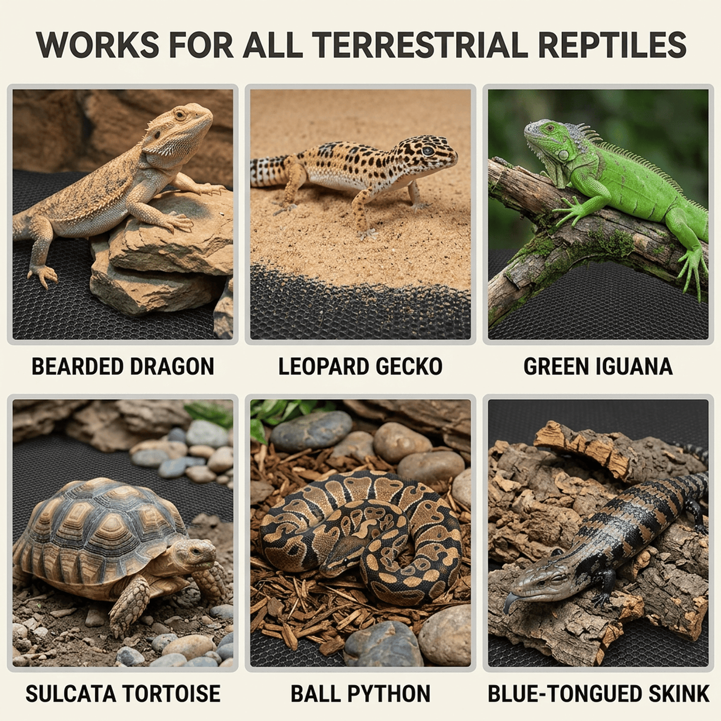 CNDRLEF Reptile Carpet, 17.5 x 79 in Cut to Fit Terrarium Liner, Textured Tank Mat for Bearded Dragon, Leopard Gecko, Snake & Tortoise, Black