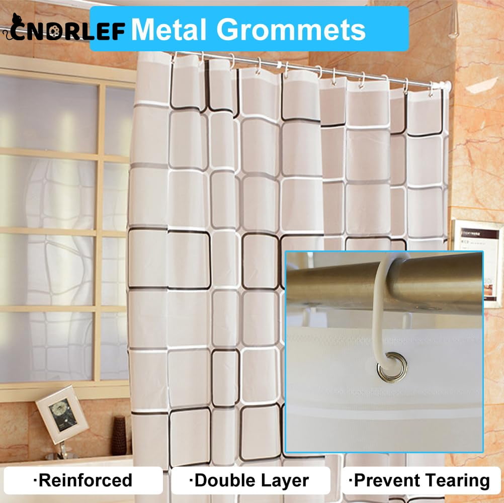 CNDRLEF Shower Curtain Liner, 4G PEVA Square Shower Liner, Plastic Waterproof Shower Curtains, 72x72 inch with Grommet Holes 3 Magnetic Weights