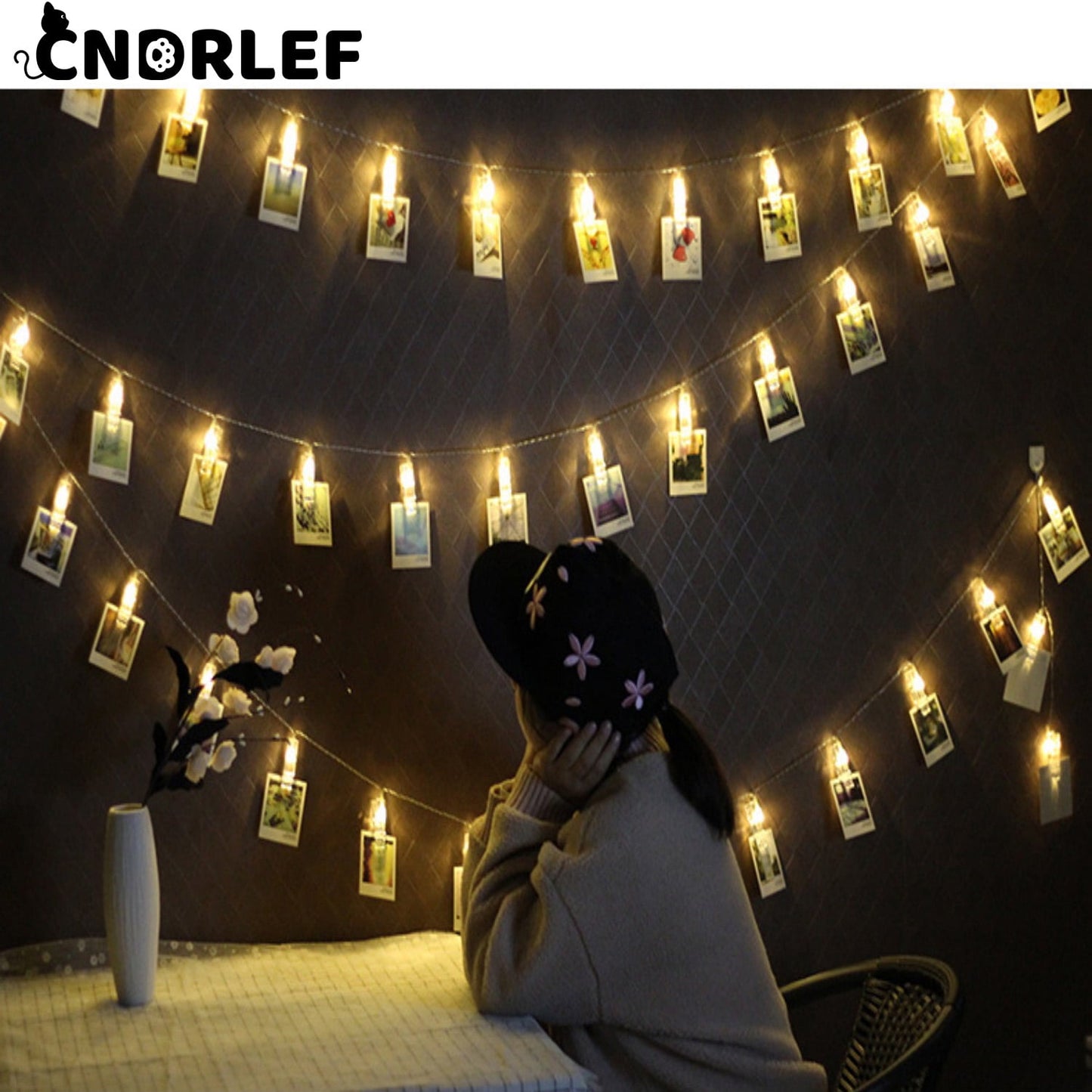 CNDRLEF Photo String Lights with Clips for Hanging: 10FT 20 LED Photo Clip String Lightsdoor Bedroom Room Dorm Wall Decor ，- Christmas Party Wedding Romantic Lighting