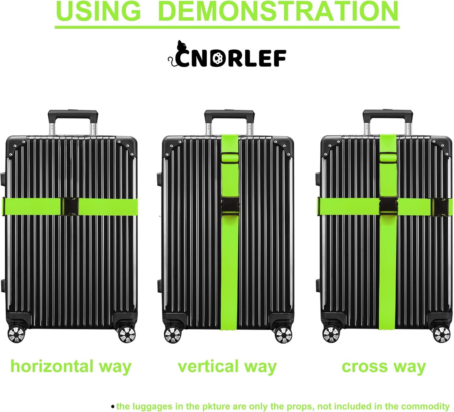 CNDRLEF Heavy Duty Luggage Straps 4-Pack for Suitcases, 2 Blue + 2 green