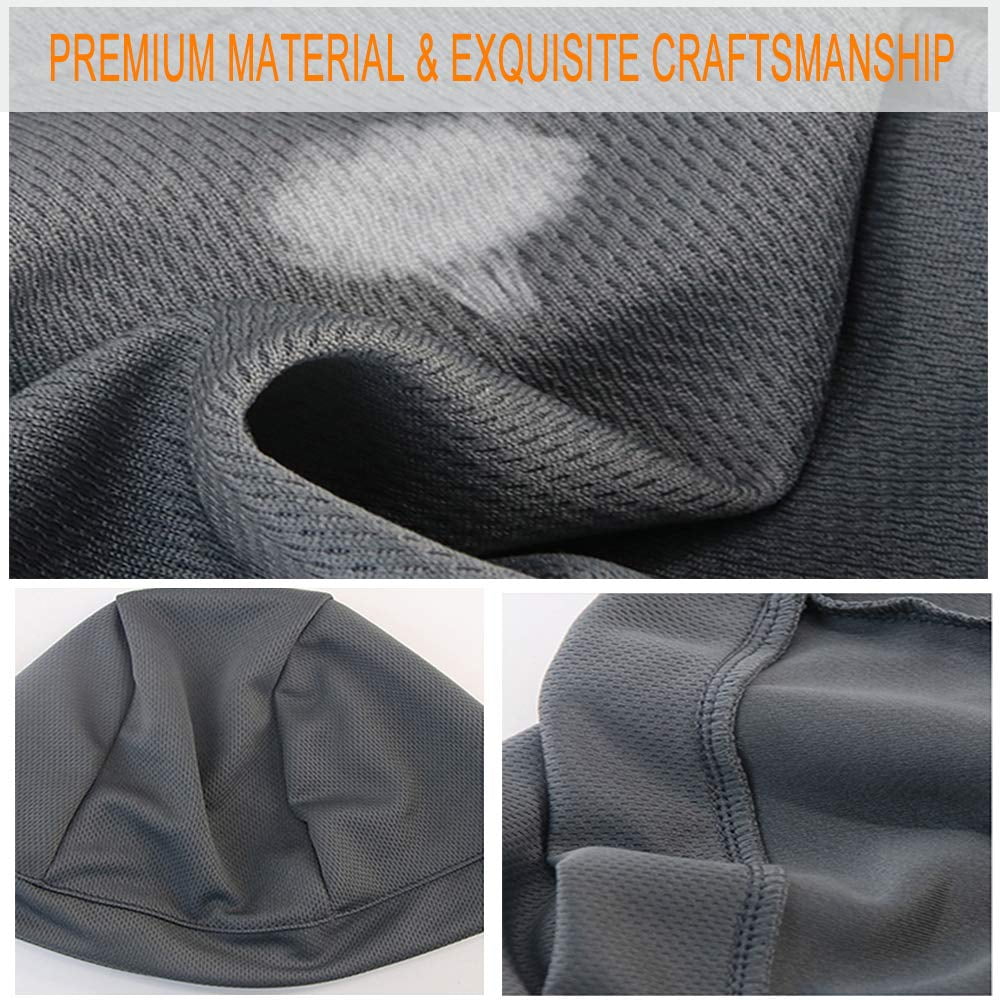 CNDRLEF 4 Pack Black Skull Cap Helmet Liner - Cooling Sweat Wicking Beanie for Cycling, Running, Work Safety Hat for Men & Women