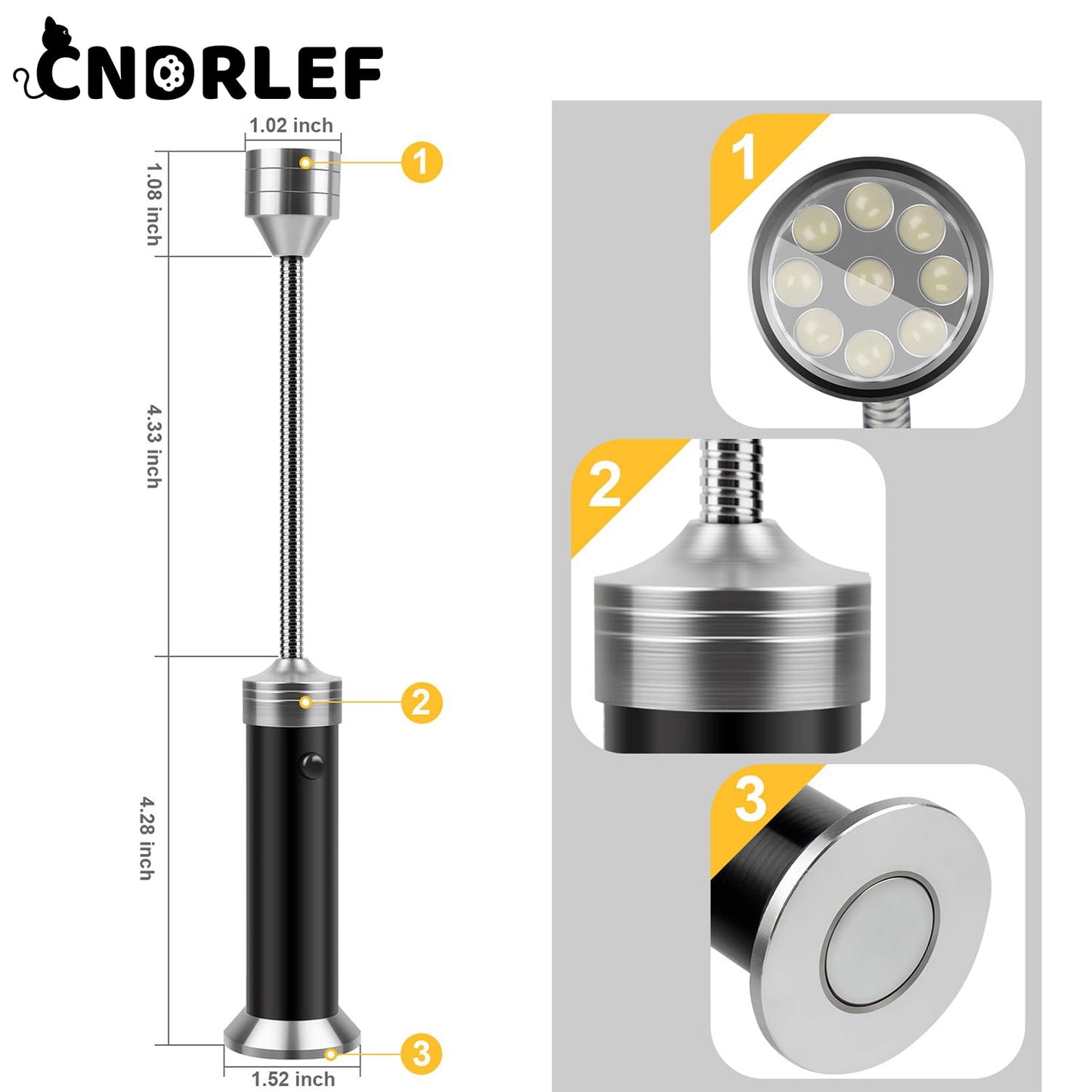 CNDRLEF 2-Pack Grill Lights with Case, Super Bright 9-LED Magnetic BBQ Light, Flexible Gooseneck Outdoor Cooking Light for Traeger Pit Boss Smoker, Grill Accessories