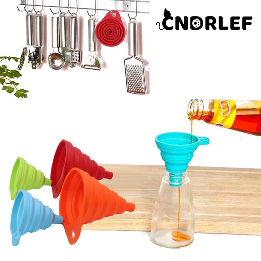 CNDRLEF Kitchen Funnel Set 8 Pack, Small and Large, Kitchen Gadgets Accessories Foldable Silicone Collapsible Funnels for Filling Water Bottle Liquid Transfer Food Grade