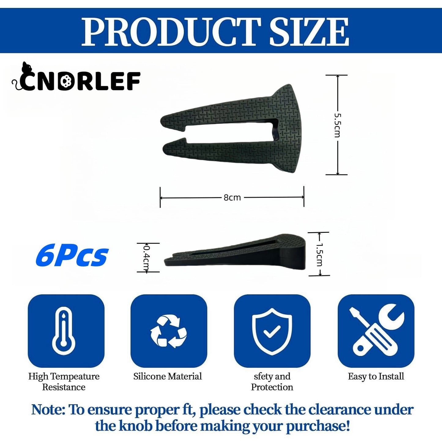 CNDRLEF 6-Pack Gas Stove Knob Locks for Child Safety, Tool-Free Silicone Oven Knob Covers, Heat-Resistant Baby Proofing Stove Locks, Prevent Accidental Touch (Black)