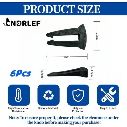 CNDRLEF 6-Pack Gas Stove Knob Locks for Child Safety, Tool-Free Silicone Oven Knob Covers, Heat-Resistant Baby Proofing Stove Locks, Prevent Accidental Touch (Black)