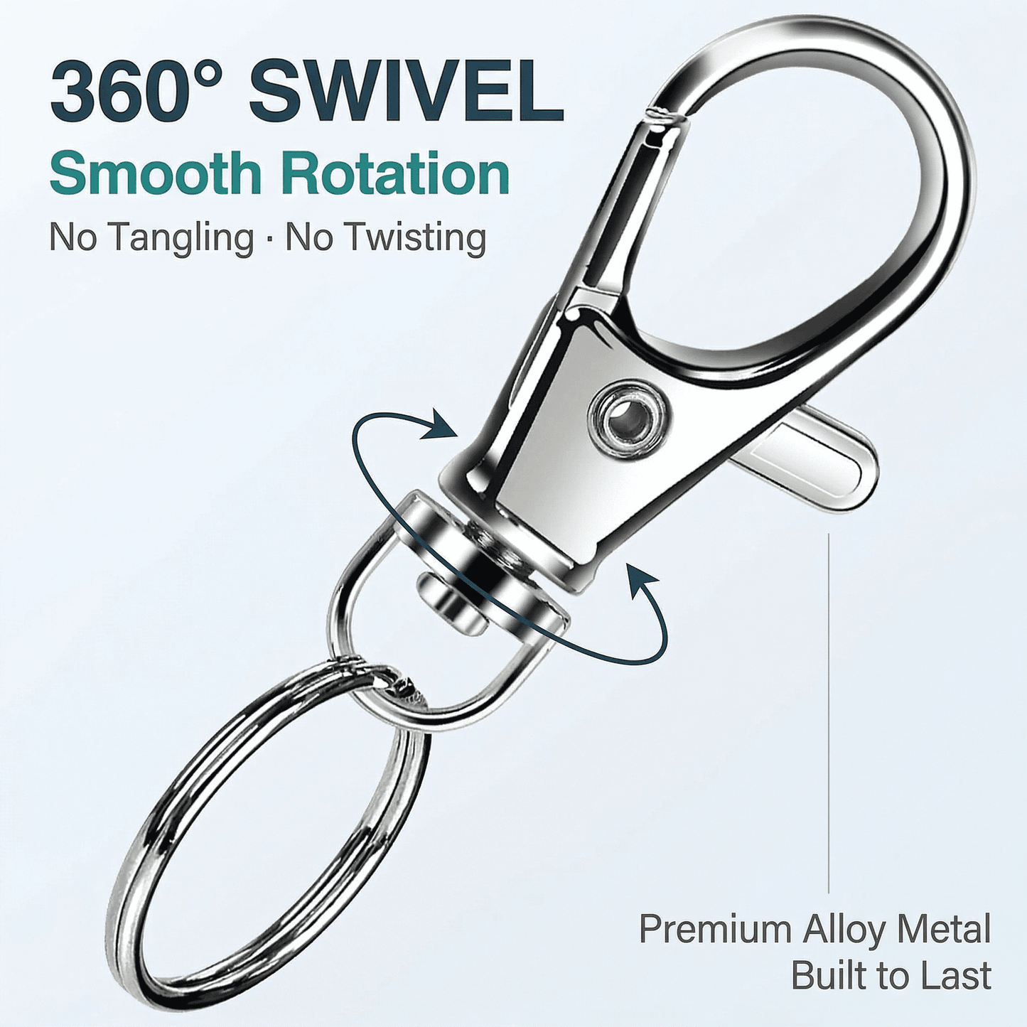 CNDRLEF 120PCS Swivel Snap Hooks with Key Rings, 35mm Lobster Claw Clasps and 25mm Split Rings for Keychains, Lanyards, Badges, DIY Crafts, Silver