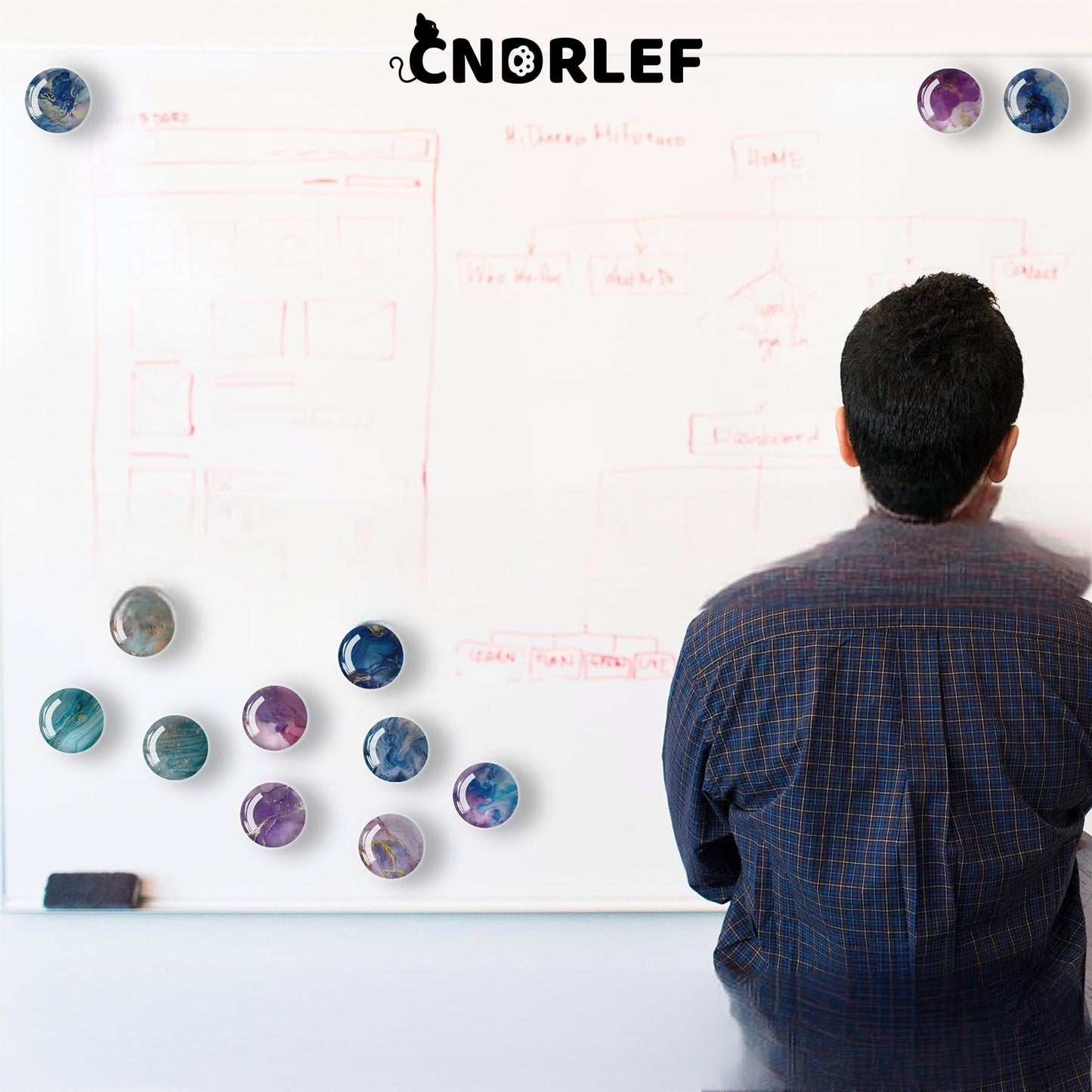 CNDRLEF 12PCS Round Marble Fridge Magnets, Strong Magnetic Fluid Art Refrigerator Magnets for Whiteboard, Cabinet, Locker, Office Decor