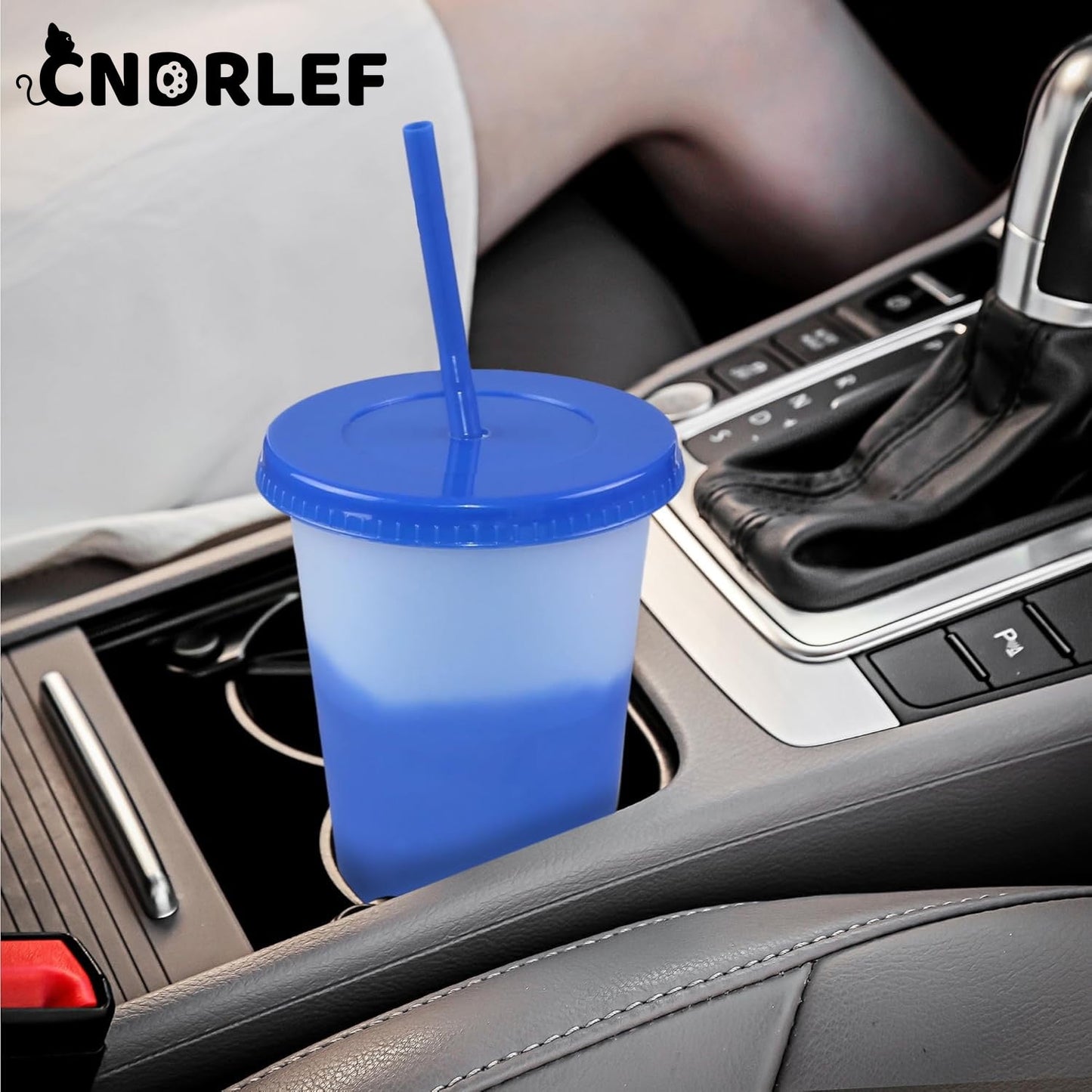 CNDRLEF [Color Changing Tumblers 24oz 10-Pack] Reusable Cups w/Straws for Iced Coffee & Smoothies | Splash-Proof, Changes Below 53°F, Fits Cup Holder | BPA-Free Drinkware