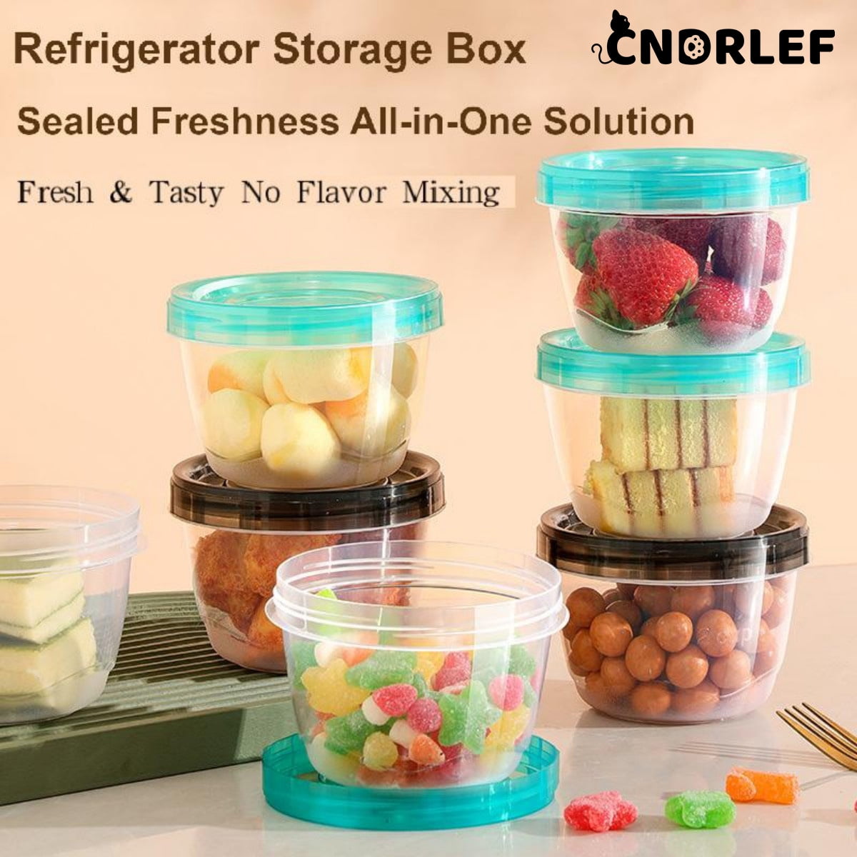 CNDRLEF 6-Pack 16oz BPA Free Food Storage Containers with Twist-Top Lids | Leakproof, Stackable | Fridge/Freezer/Microwave/Dishwasher Safe