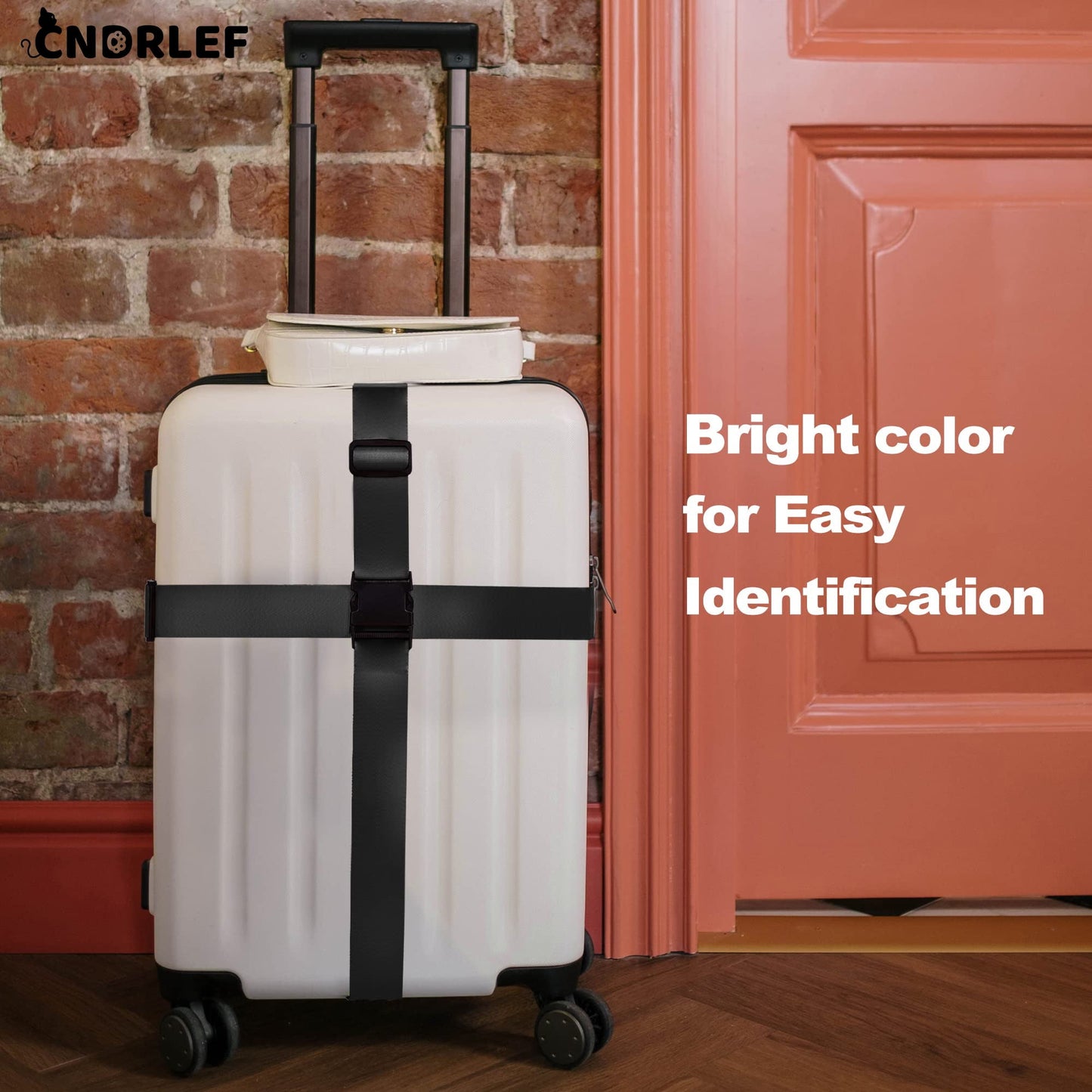 CNDRLEF Heavy Duty Luggage Straps 4-Pack for Suitcases, 2 Black + 2 Orange