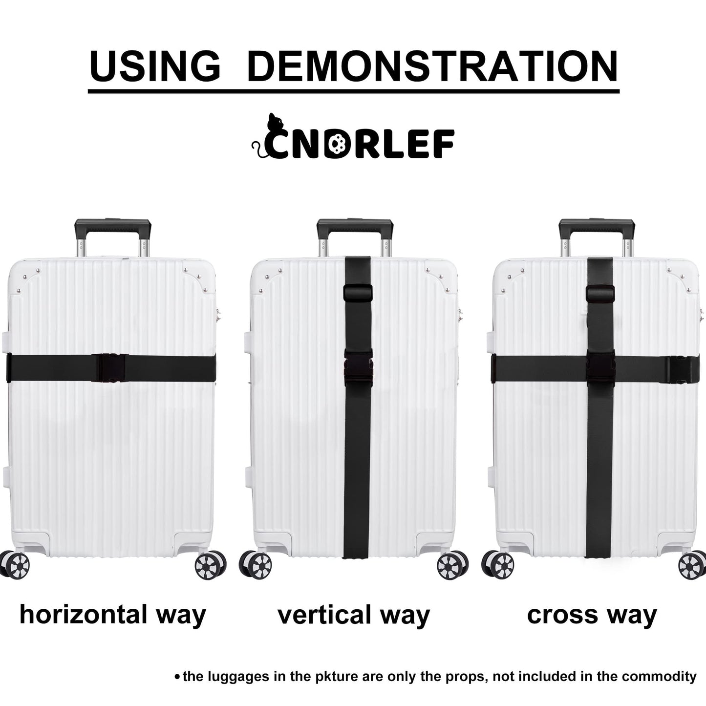 CNDRLEF Heavy Duty Luggage Straps 4-Pack for Suitcases, 2 Black + 2 Orange