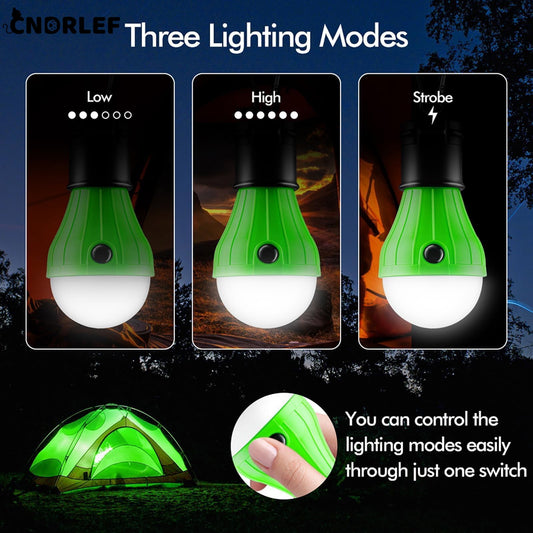 CNDRLEF Portable LED Tent Lamp, Clip Hook Hurricane Emergency Light Bulb, Camping Equipment Lanterns for Hiking, Backpacking Outage, B-CLOSED-HOOK, 4 Packs