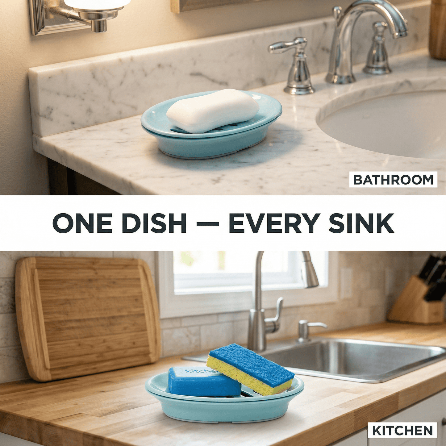 CNDRLEF 2 Pack Soap Dish with Drain, Double Layer Soap Holder, Easy Clean Plastic Soap Saver Tray for Bathroom, Shower, Kitchen Sink, Blue
