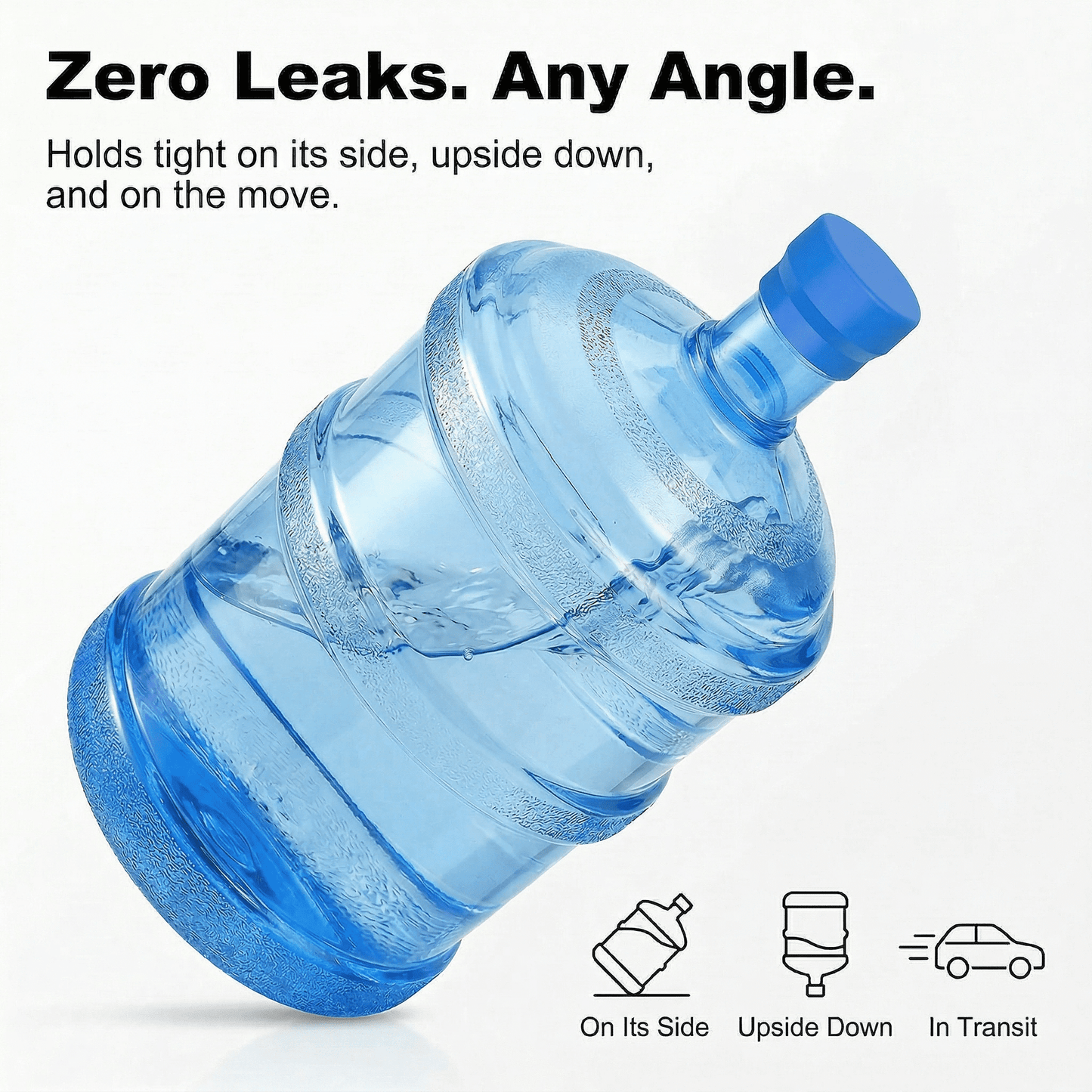 CNDRLEF 4 Pack 55mm Water Jug Caps for 3 & 5 Gallon Bottles, Reusable Food-Grade Silicone, Leakproof Non-Spill for Standard, Screw and Crown Tops