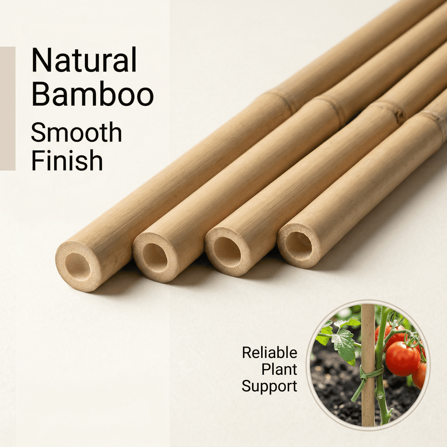 CNDRLEF Natural Bamboo Plant Stakes, 18 Inch Garden Support Sticks for Tomatoes, Orchids, Peppers & Potted Plants, 20 Pack with 20 Twist Ties
